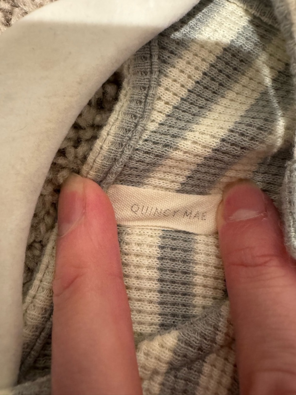 Quincy Mae Blue & White Striped Waffle Knit Bubble - Picture 4 of 4